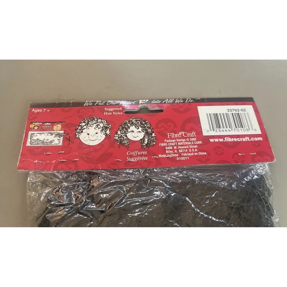 Fibre Craft Quick Curls Doll Hair Natural Look Easy To‎ Use Black Curly